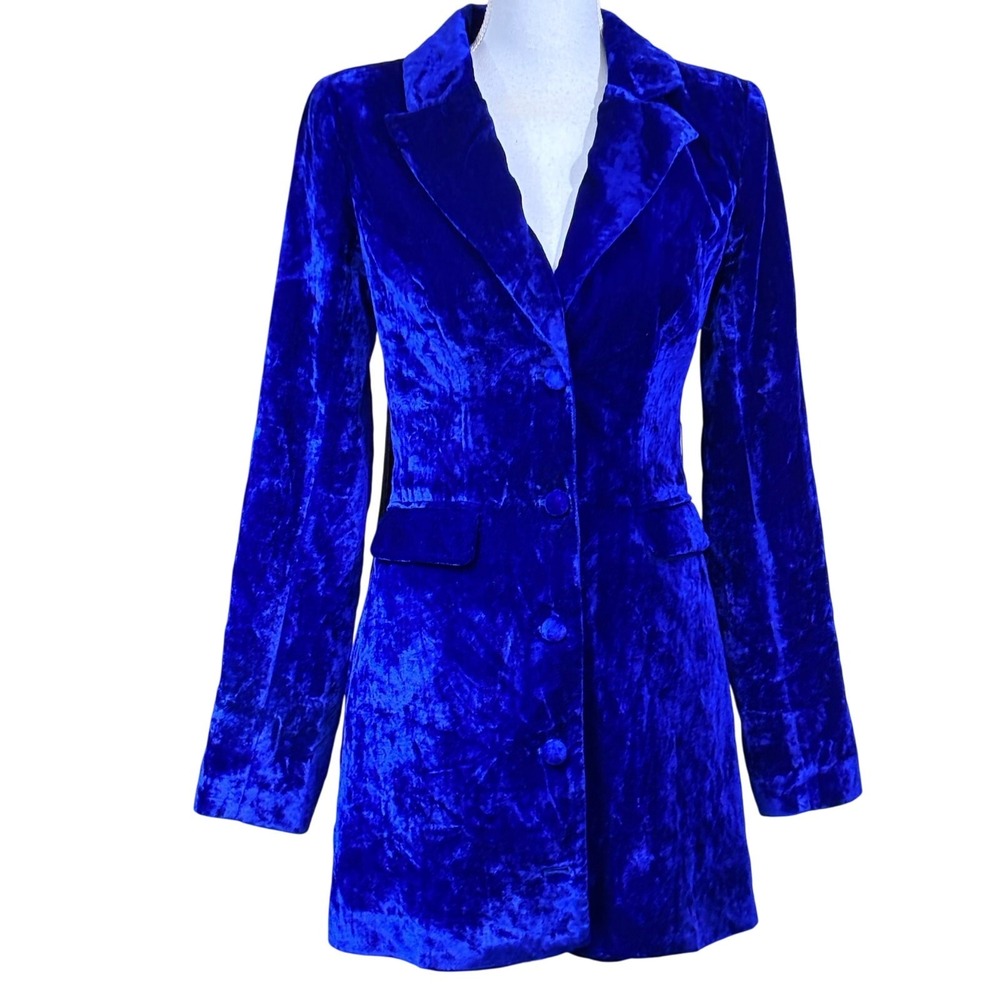 House of Harlowe x Revolve Crushed Velvet Fringe Open Back Blazer Mini Dress - Picture 3 of 10